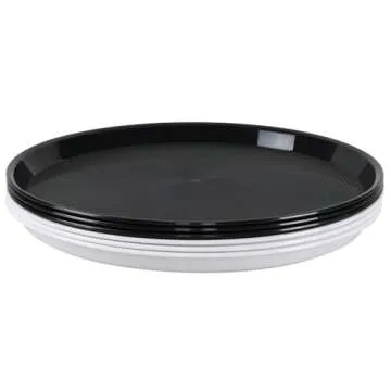 Utiao 6 Packs Plastic Round Serving Trays, Fast Food Serving Tray