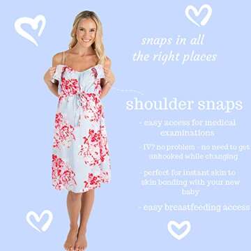Baby Be Mine Labor and Delivery Gown for Hospital – 3-in-1 Labor/Delivery/Nursing Gown – Maternity Sleepwear(L/XL, Mae)