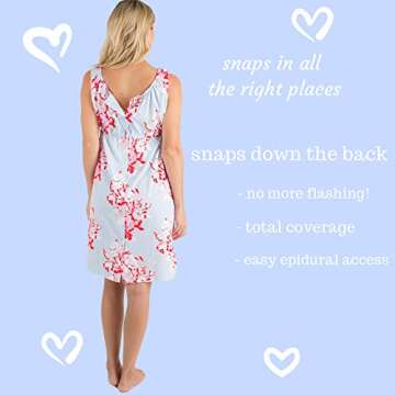 Baby Be Mine Labor and Delivery Gown for Hospital – 3-in-1 Labor/Delivery/Nursing Gown – Maternity Sleepwear(L/XL, Mae)