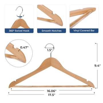 Elegant JS HANGER Wooden Hangers - 20 Pack for Your Closet