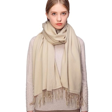 RIIQIICHY Women's Winter Beige Pashmina Shawls - Warm Large Scarves for Evening Dresses