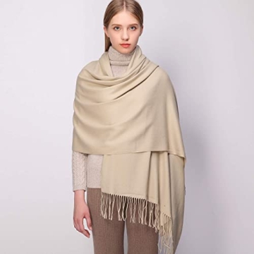 Warm Beige Pashmina Shawl for Women - RIIQIICHY