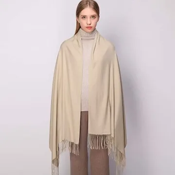 Warm Beige Pashmina Shawl for Women - RIIQIICHY