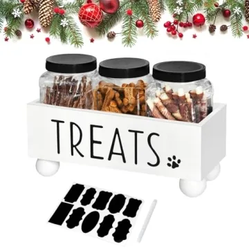 ZiproFly Dog Treat Container for Pet Storage - Chic Wooden Treat Bin