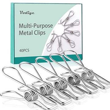 Vodiye Clothespins Laundry Chip Clips 40PCS, Durable Stainless Steel Clothes Pins, Multi-Purpose Clo...