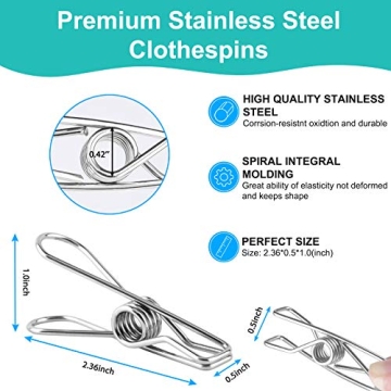 Durable Vodiye Stainless Steel Clothespins 40PCS Multi-Purpose