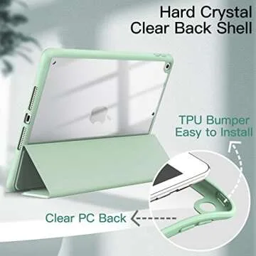 JETech iPad 10.2-Inch Case with Pencil Holder - Matcha Green