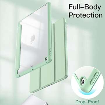 JETech iPad 10.2-Inch Case with Pencil Holder - Matcha Green