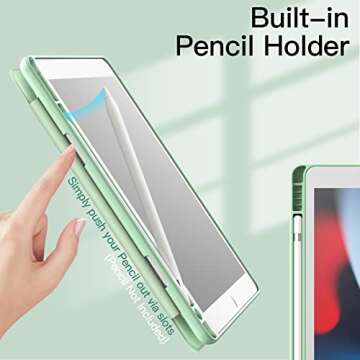 JETech iPad 10.2-Inch Case with Pencil Holder - Matcha Green
