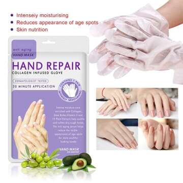 5 Pairs Hands Moisturizing Gloves, Hand Skin Repair Renew Mask Infused Collagen, Vitamins + Natural Plant Extracts for Dry, Aging, Cracked Hands (5 Pairs Hand mask)