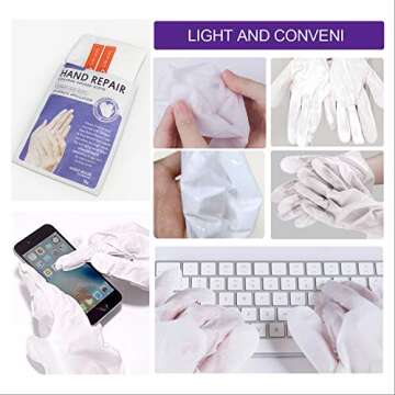 5 Pairs Hands Moisturizing Gloves, Hand Skin Repair Renew Mask Infused Collagen, Vitamins + Natural Plant Extracts for Dry, Aging, Cracked Hands (5 Pairs Hand mask)