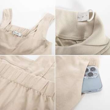 Maternity Casual Shirts for Summer Two Pieces Shorts Set Pregnancy Linen Sets Lounge Wear Shorts with Pockets Khaki L