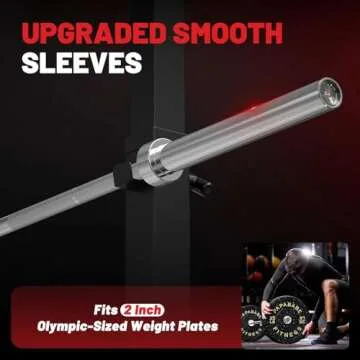 PAPABABE Olympic Bar 7-Foot Solid Chrome Barbell Weights Lifting Power Lifting (2-inch)