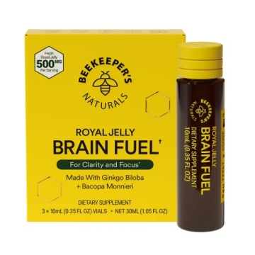 BEEKEEPER'S NATURALS B.LXR Brain Fuel - Memory, Focus and Clarity Liquid Formula, Supports Productiv...