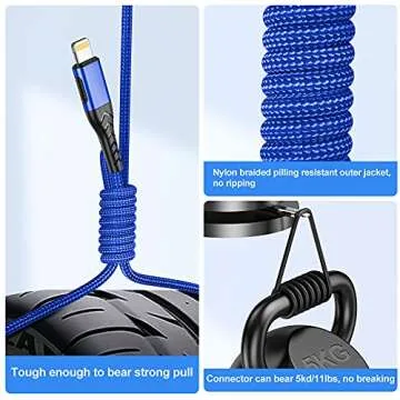 Durable 6FT MFi Certified iPhone Charger Cable 3Pack