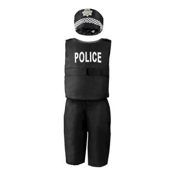 Jeowoqao Boy's Dress Up Costumes Set, Role Play Set 11pcs Dress Up Trunk Pirate, Chef, Construction Worker, Policeman Costume Fit Kids Girls Age from 3 4 5 6