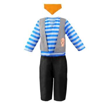 Jeowoqao Boy's Dress Up Costumes Set, Role Play Set 11pcs Dress Up Trunk Pirate, Chef, Construction Worker, Policeman Costume Fit Kids Girls Age from 3 4 5 6