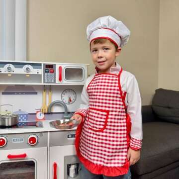 Jeowoqao Boy's Dress Up Costumes Set, Role Play Set 11pcs Dress Up Trunk Pirate, Chef, Construction Worker, Policeman Costume Fit Kids Girls Age from 3 4 5 6