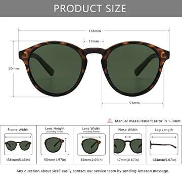 Sungait Women's Round Polarized Sunglasses Retro Style UV400