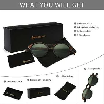 Sungait Women's Round Polarized Sunglasses Retro Style UV400