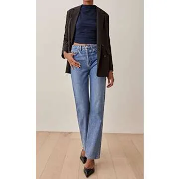 KAMISSY Cotton Sleeveless Mock Neck Crop Tops for Women Causal Ruched Summer Going Out Tank Tops Elegant Crop Vest Blue S