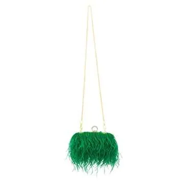 Miuco Women Feather Clutch Purse Shoulder Crossbody Bag Evening Handbags (Green)