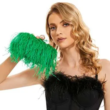 Miuco Women Feather Clutch Purse Shoulder Crossbody Bag Evening Handbags (Green)
