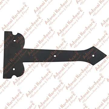 Adonai Hardware 8 Inch ''Agee'' Heavy Duty Antique Cast Strap False or Faux or Dummy Hinge Front (4 Pack, Matte Black) for Vintage Barn Doors, Gates, Furniture, Garage, Shutters and Fences