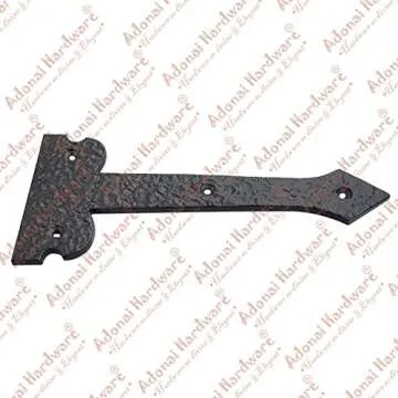 Adonai Hardware 8 Inch ''Agee'' Heavy Duty Antique Cast Strap False or Faux or Dummy Hinge Front (4 Pack, Matte Black) for Vintage Barn Doors, Gates, Furniture, Garage, Shutters and Fences