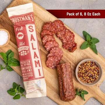 Foustman's Salami Hot Toscano Pork Salami - Artisanal Taste, Keto-Friendly 3-Pack