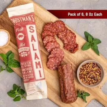 Foustman's Salami Hot Toscano Pork Salami - Artisanal Taste, Keto-Friendly 3-Pack