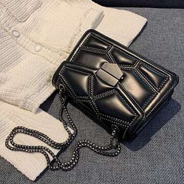Stylish TAGDOT Rivets Chain Messenger Bag for Women