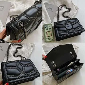 Stylish TAGDOT Rivets Chain Messenger Bag for Women
