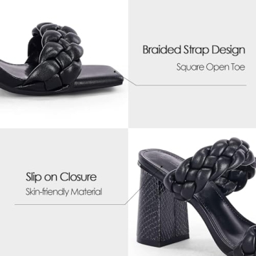 Syktkmx Womens Braided Heeled Sandals Comfortable Stylish