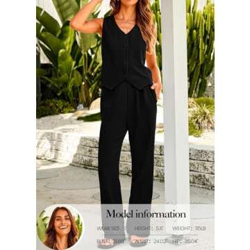 KIRUNDO Two Piece Summer Sets Sleeveless Vest Blazer Long Work Pants Suit Set Business Casual Clothes for Women Work Outfits Womens Fashion 2024(Black, Small)