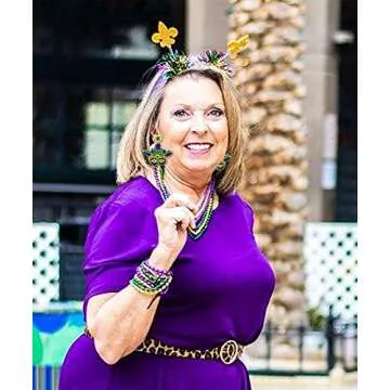 XOCARTIGE Mardi Gras Earrings Beaded Mask Letter MARDI GRAS Dangle Earrings for Women Crown Carnival Drop Earrings Holiday Jewelry Gifts (Style A)