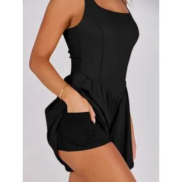 Caracilia Womens Athletic Romper Summer Casual Short Workout Running Jumpsuits One Piece Gym Clothes Yoga Outfits Black Large