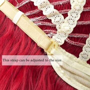 Probeauty Girls Red Mermaid Wig with Starfish Hair Clips, 21inch Kids Dark Red Mermaid Wig Body Wave Wig for Halloween Costume