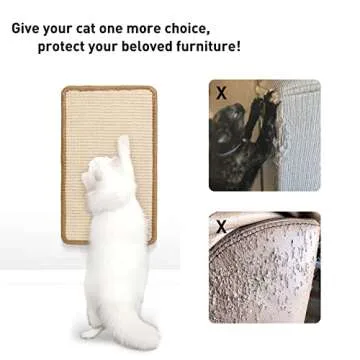 FUKUMARU Cat Scratcher Mat, 19.6 X 11.8 Inch Natural Sisal Cat Scratch Mats, Horizontal Cat Floor Scratching Pad Rug, Protect Carpets and Sofas - Beige