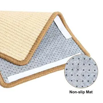 FUKUMARU Cat Scratcher Mat, 19.6 X 11.8 Inch Natural Sisal Cat Scratch Mats, Horizontal Cat Floor Scratching Pad Rug, Protect Carpets and Sofas - Beige