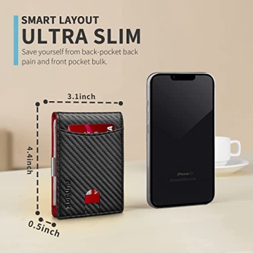 RUNBOX Slim Red Wallet for Men - RFID Blocking & Minimalist Design