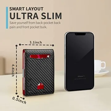 RUNBOX Slim Red Wallet for Men - RFID Blocking & Minimalist Design