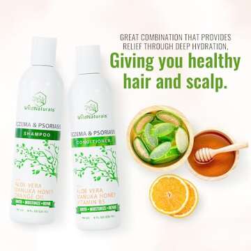 Wild Naturals Eczema Shampoo & Conditioner Set for Men & Women - Anti Dandruff Shampoo for Dry Scalp & Hair - Soothing Relief for Itchy Scalp - Psoriasis Shampoo for Scalp Treatment