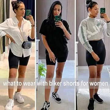 3 Pack Biker Shorts for Women – 8"/5" High Waisted Tummy Control Workout Yoga Running Athletic Shorts