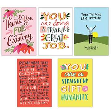 Em & Friends Pep Talk Postcard Book, 20 Postcards (2 Each 10 Styles)