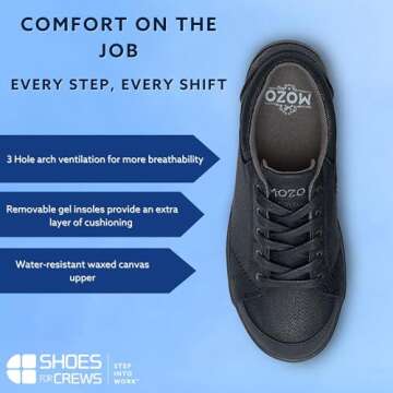 MOZO Women's Maven Food Service Shoe, Black, 9 B US