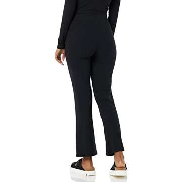 Amazon Essentials Women's Wide Rib Flared Ankle Pant (Previously Daily Ritual), Black, X-Large