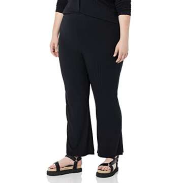 Amazon Essentials Women's Wide Rib Flared Ankle Pant (Previously Daily Ritual), Black, X-Large