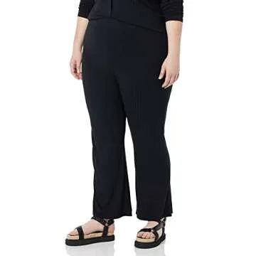 Amazon Essentials Women's Wide Rib Flared Ankle Pant (Previously Daily Ritual), Black, X-Large