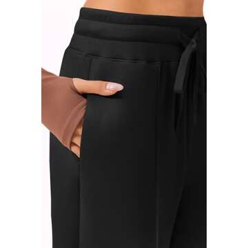 PINSPARK Women Wide Leg Sweatpants with Pockets and Drawstring
